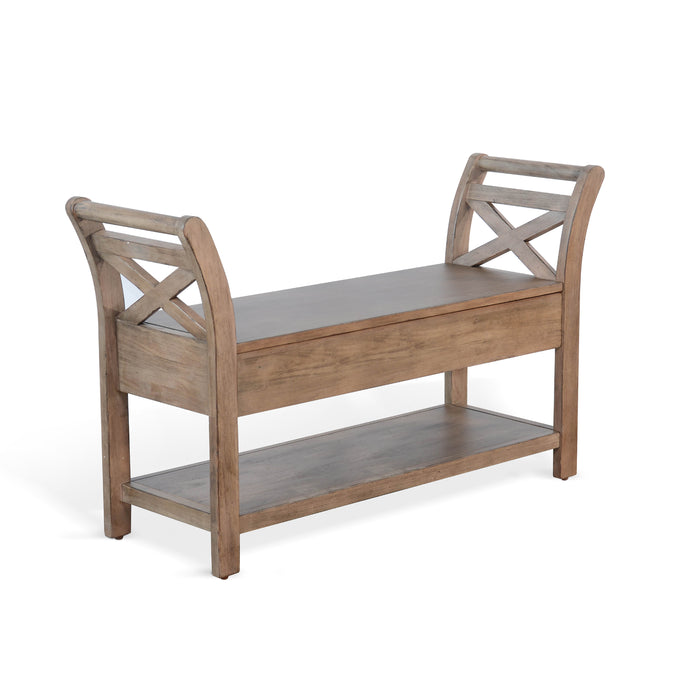 Sunny Designs Accent Bench with Storage, Wood Seat Buckskin