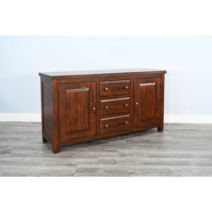 Sunny Designs Tuscany 66" Farmhouse Wood Buffet in Medium Brown Vintage Mocha - Bed & Sofa Hub