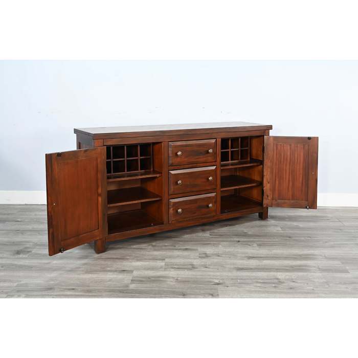 Sunny Designs Tuscany 66" Farmhouse Wood Buffet in Medium Brown Vintage Mocha - Bed & Sofa Hub