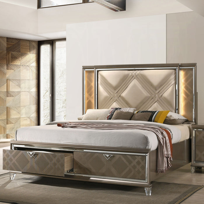 ACME Skylar Queen Bed W/Led & Storage