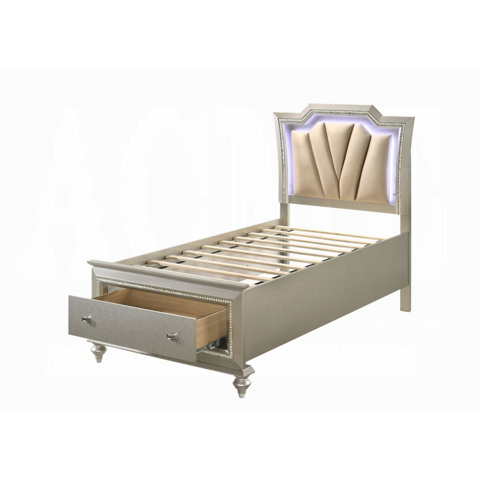 ACME Kaitlyn Twin Bed W/Led & Storage