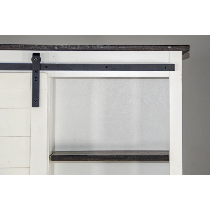 Sunny Designs 66" Adjustable Shelf Barn Door Wood Bookcase in White/Dark Brown European Cottage