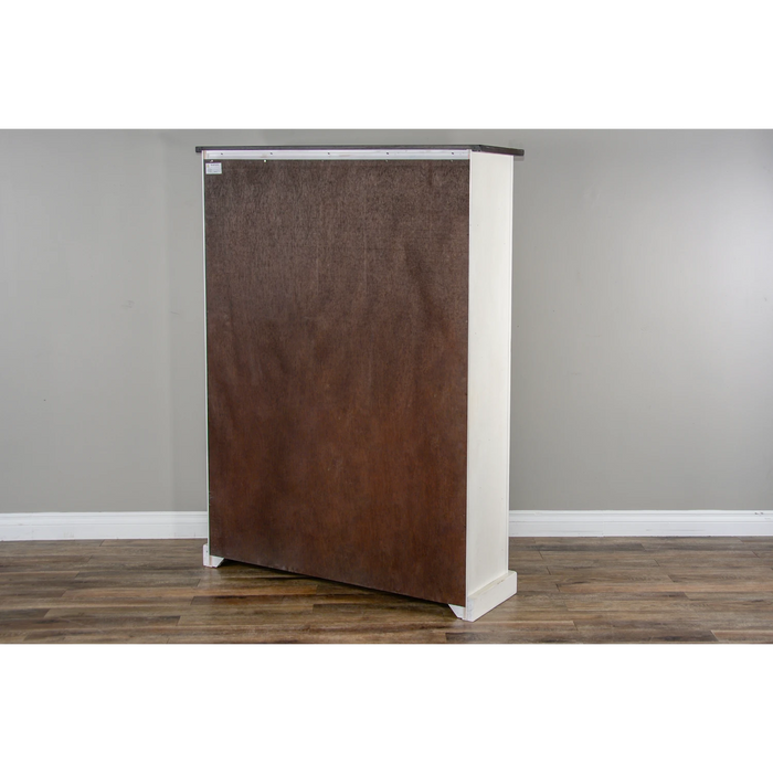 Sunny Designs 66" Adjustable Shelf Barn Door Wood Bookcase in White/Dark Brown European Cottage