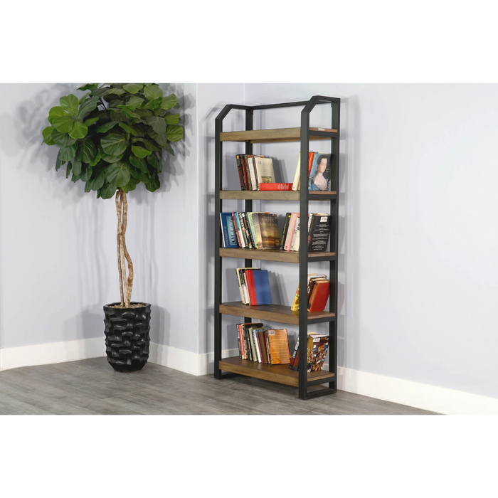 Sunny Designs Doe Valley Metal Frame Bookcase Buckskin - Bed & Sofa Hub