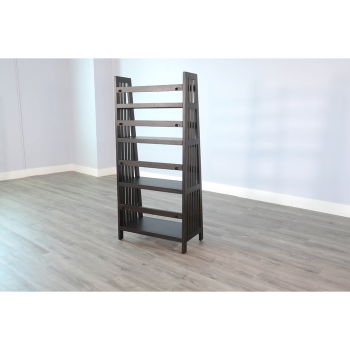 Sunny Designs  60" Mahogany Wood Folding Bookcase Black Walnut