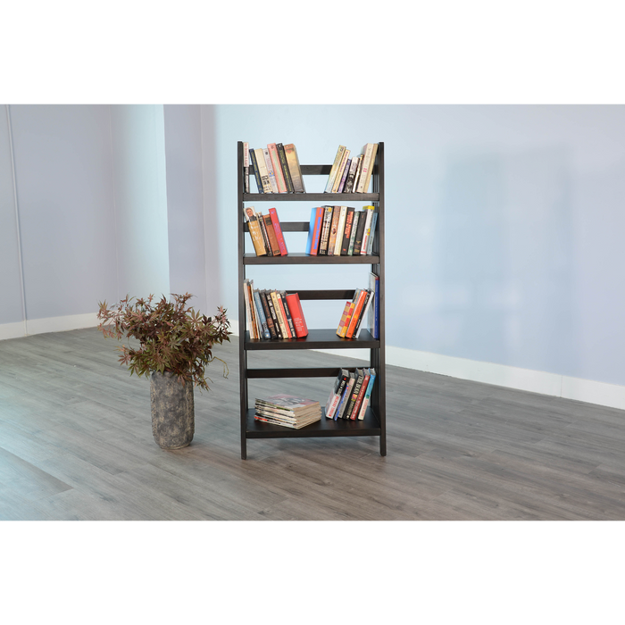 Sunny Designs  60" Mahogany Wood Folding Bookcase Black Walnut