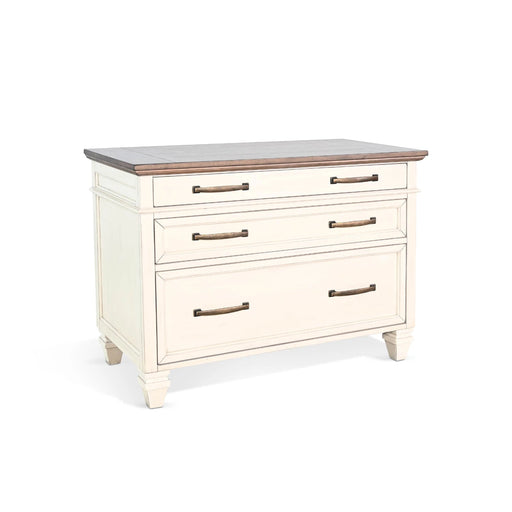 Sunny Designs Lateral File Cabinet Marble White and Buck Skin - Bed & Sofa Hub