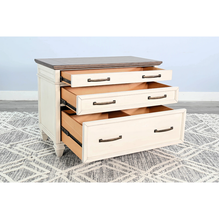 Sunny Designs Lateral File Cabinet Marble White and Buck Skin