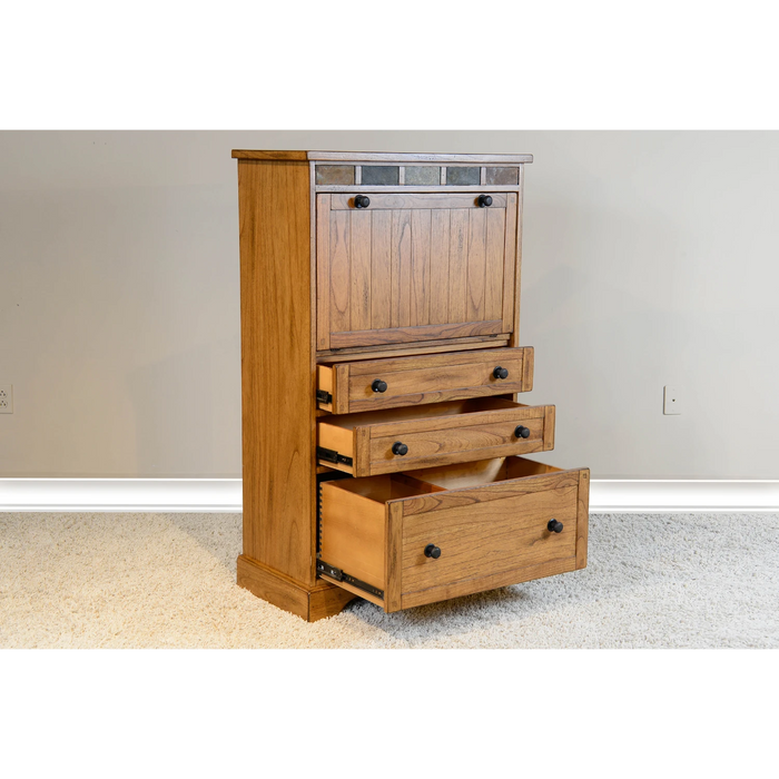 Sunny Designs Sedona 52.5" Traditional Wood Laptop Armoire in Rustic Oak