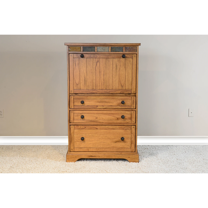 Sunny Designs Sedona 52.5" Traditional Wood Laptop Armoire in Rustic Oak