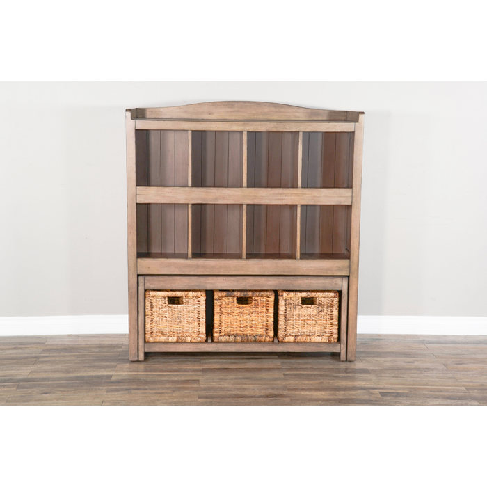 Sunny Designs Doe Valley 57" Wood Storage Bookcase and Bench in Light Brown Buckskin