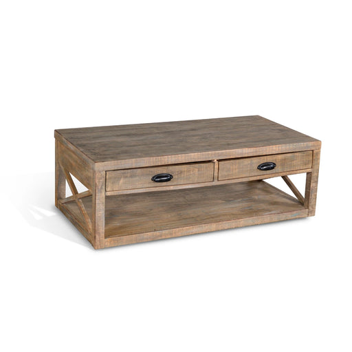 Sunny Designs Durango 48" Coastal Wood Cocktail Table in Weathered Brown - Bed & Sofa Hub
