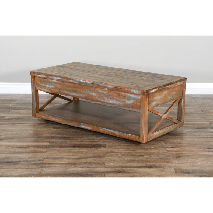 Sunny Designs Durango 48" Coastal Wood Cocktail Table in Weathered Brown - Bed & Sofa Hub