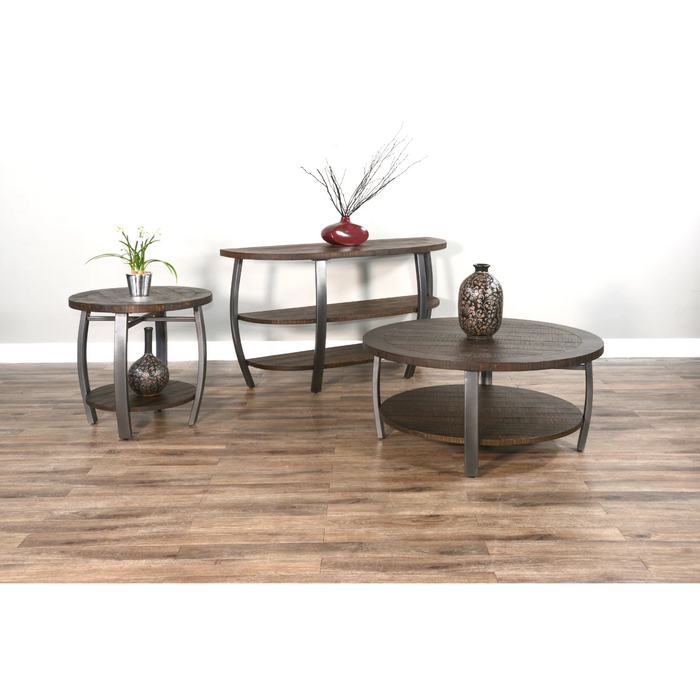 Sunny Designs Homestead 38" Mahogany Wood & Metal Coffee Table in Tobacco Leaf - Bed & Sofa Hub