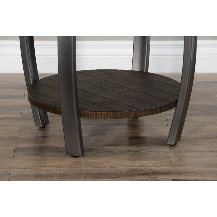 Sunny Designs Homestead 24" Mahogany Wood & Metal End Table in Tobacco Leaf