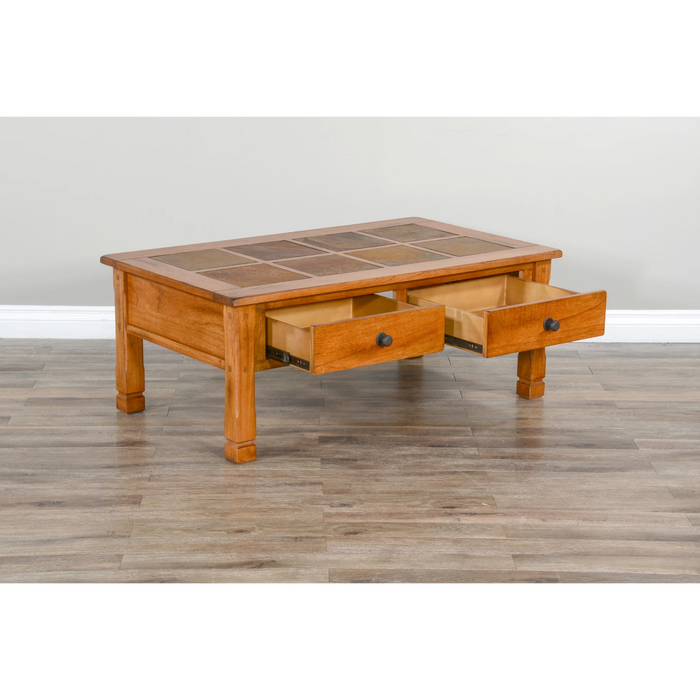Sunny Designs Sedona 49" Transitional Wood Coffee Table in Rustic Oak