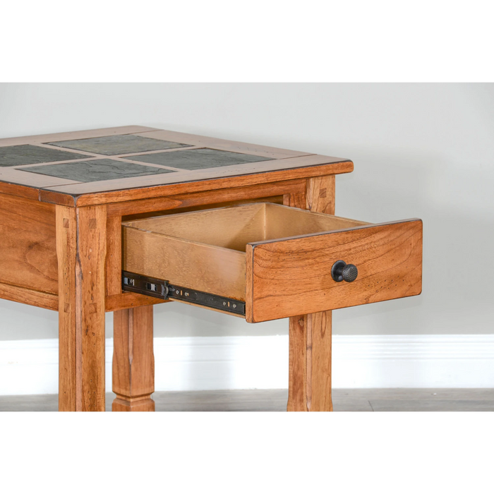 Sunny Designs Sedona 26" Transitional Wood End Table in Rustic Oak
