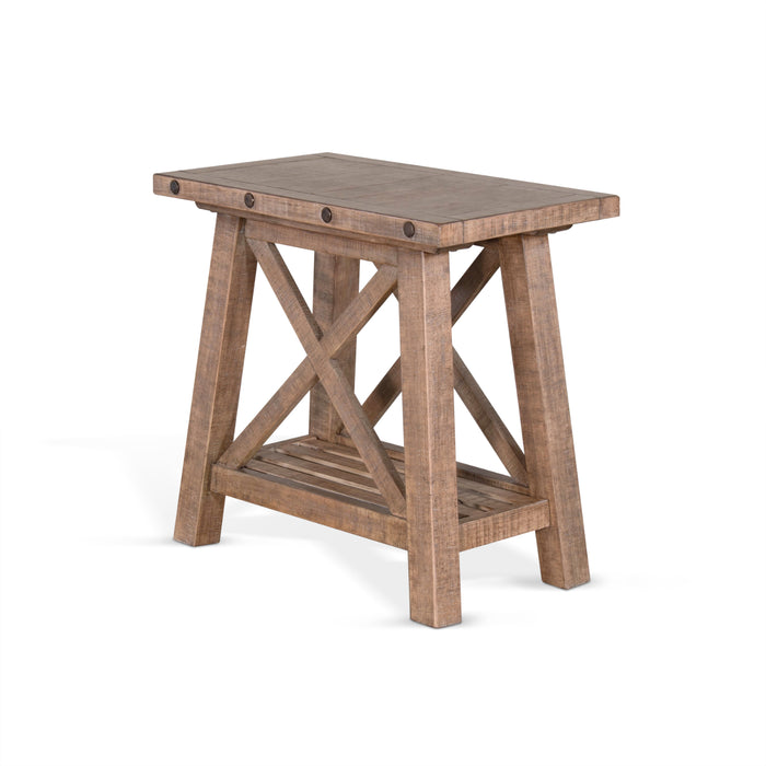 Sunny Designs Vivian 16" Farmhouse Mahogany Wood Chair Side Table in Light Brown Desert Rock