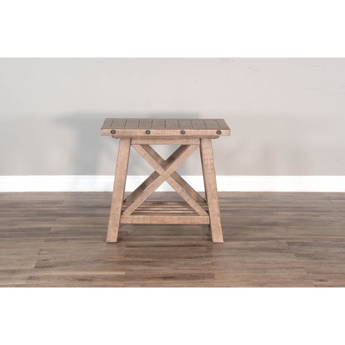 Sunny Designs Vivian 16" Farmhouse Mahogany Wood Chair Side Table in Light Brown Desert Rock