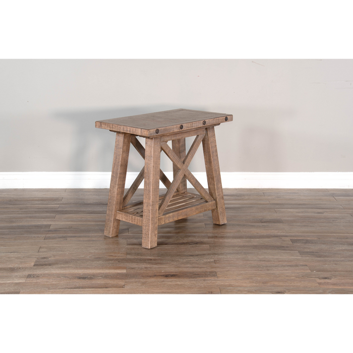 Sunny Designs Vivian 16" Farmhouse Mahogany Wood Chair Side Table in Light Brown Desert Rock