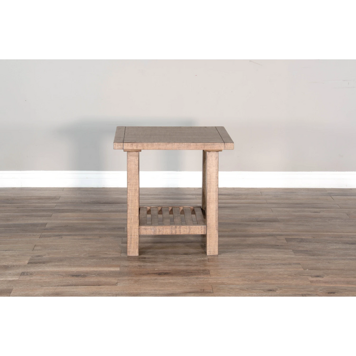 Sunny Designs Vivian 24" Farmhouse Mahogany Wood End Table in Light Brown Desert Rock