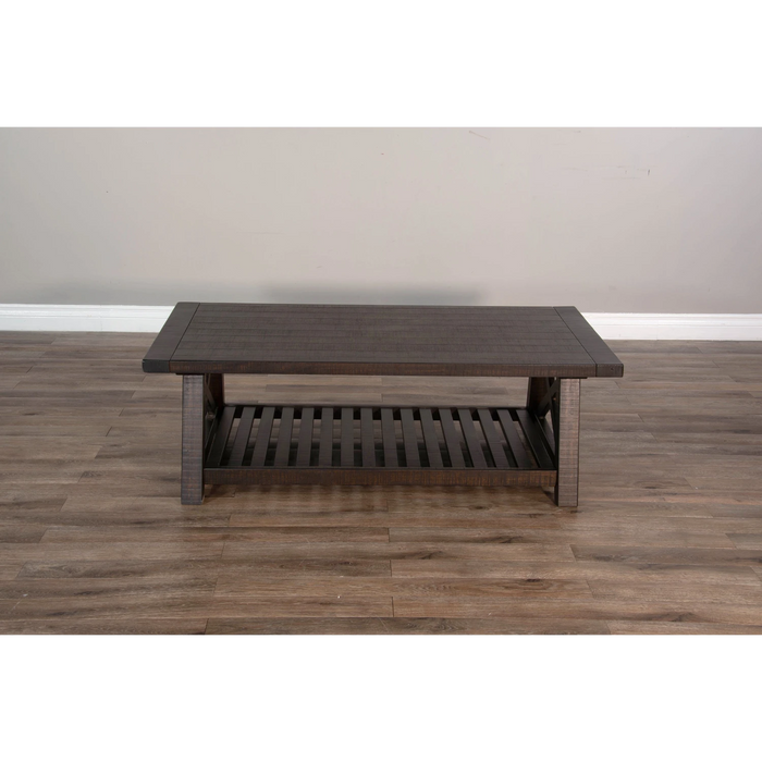 Sunny Designs Vivian 52" Farmhouse Mahogany Wood Coffee Table in Dark Brown Raisin