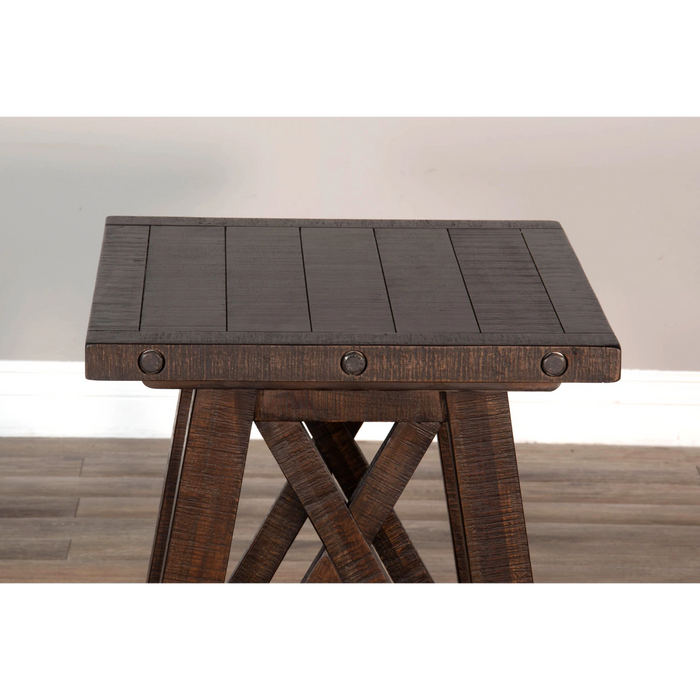 Sunny Designs Vivian 24" Farmhouse Mahogany Wood End Table in Dark Brown Raisin - Bed & Sofa Hub