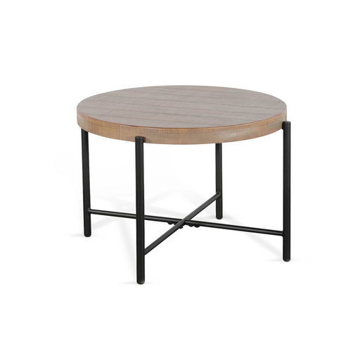 Sunny Designs Round 28" Distressed End Table Weathered Brown - Bed & Sofa Hub