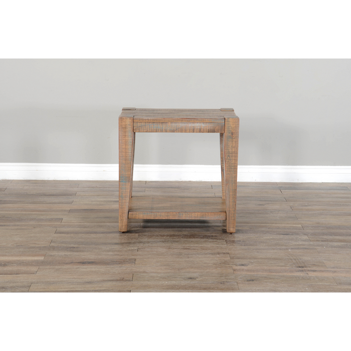 Sunny Designs 25" Modern Mindi Wood Chair Side Table in Weathered Brown