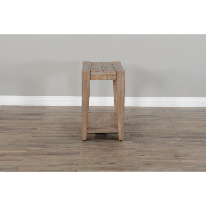 Sunny Designs 25" Modern Mindi Wood Chair Side Table in Weathered Brown