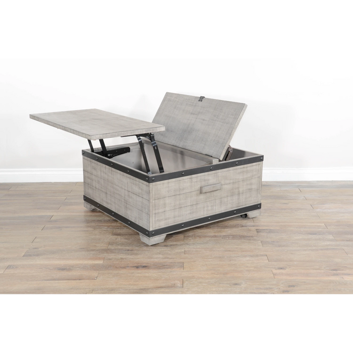 Sunny Designs Mahogany Wood Coffee Table with Lift Top and Casters - Alpine Gray - Bed & Sofa Hub