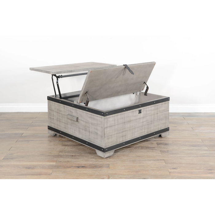 Sunny Designs Mahogany Wood Coffee Table with Lift Top and Casters - Alpine Gray - Bed & Sofa Hub