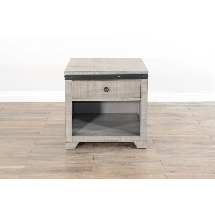 Sunny Designs Traditional Mahogany Wood End Table in Alpine Gray - Bed & Sofa Hub