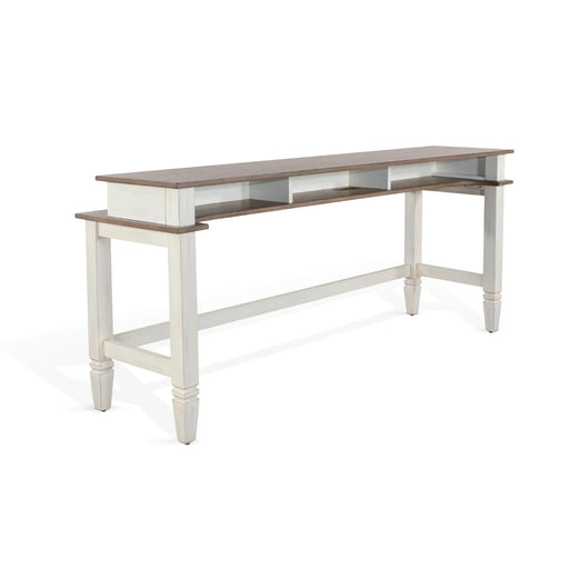 Sunny Designs Pasadena Farmhouse Mahogany Console Table in Off White/Light Brown Marble White and Buck Skin - Bed & Sofa Hub