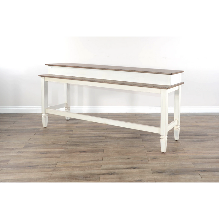 Sunny Designs Pasadena Farmhouse Mahogany Console Table in Off White/Light Brown Marble White and Buck Skin - Bed & Sofa Hub