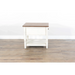 Sunny Designs Pasadena 1-Drawer Farmhouse Mahogany End Table in Off White Marble White and Buck Skin - Bed & Sofa Hub