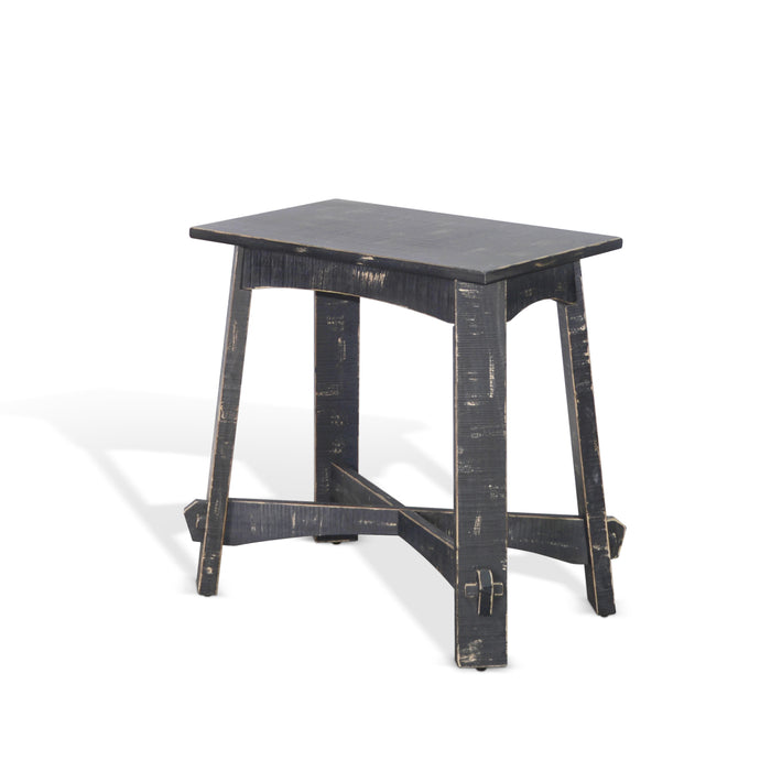 Sunny Designs Marina Farmhouse Mahogany Wood Chair Side Table in Black Sand