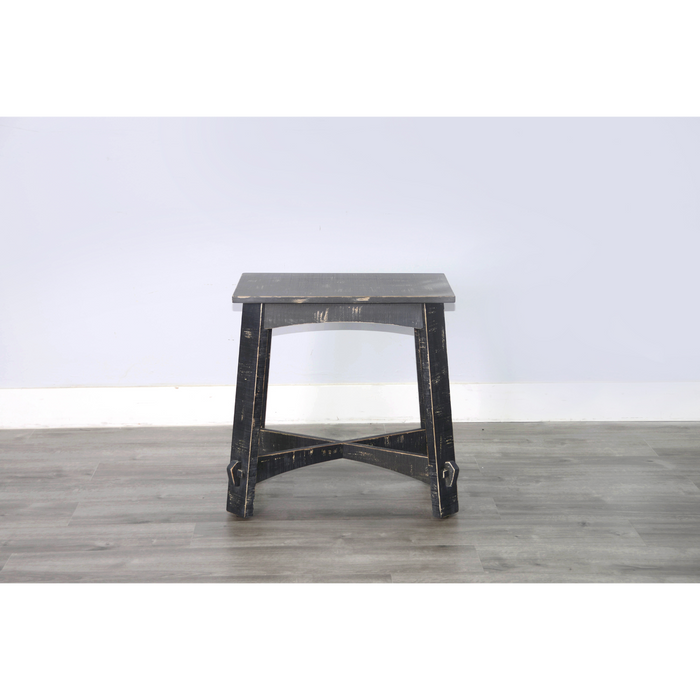 Sunny Designs Marina Farmhouse Mahogany Wood Chair Side Table in Black Sand