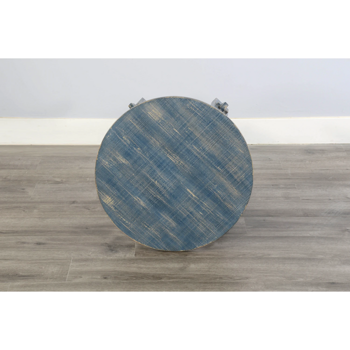 Sunny Designs Marina Farmhouse Mahogany Wood End Table in Ocean Blue - Bed & Sofa Hub