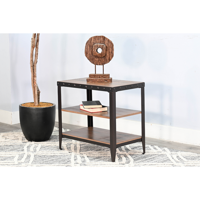 Sunny Designs San Diego Metal & Solid Wood Chair Side Table in Antique Brown