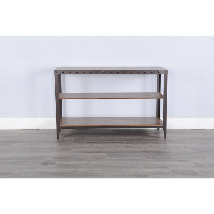 Sunny Designs San Diego Metal & Solid Wood Sofa Table in Antique Brown