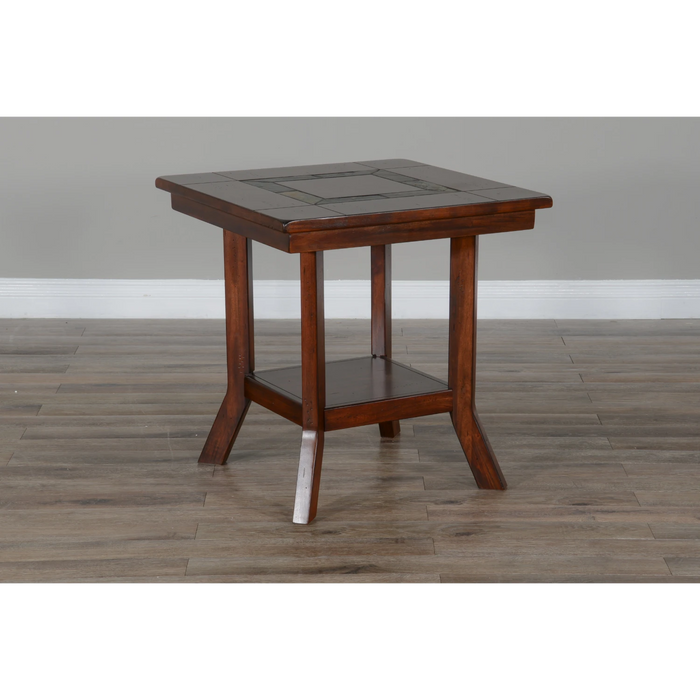 Sunny Designs Santa Fe 25" Mahogany Wood End Table in Dark Chocolate - Bed & Sofa Hub