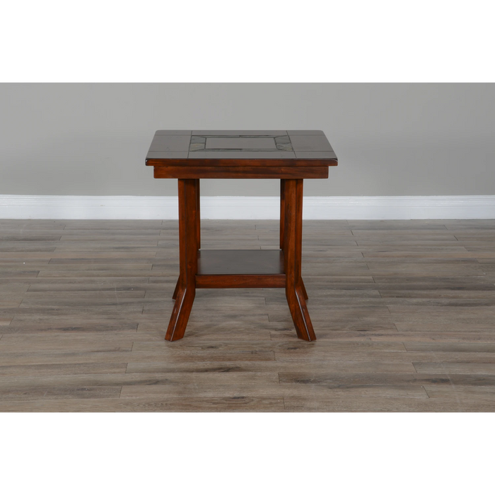 Sunny Designs Santa Fe 25" Mahogany Wood End Table in Dark Chocolate - Bed & Sofa Hub