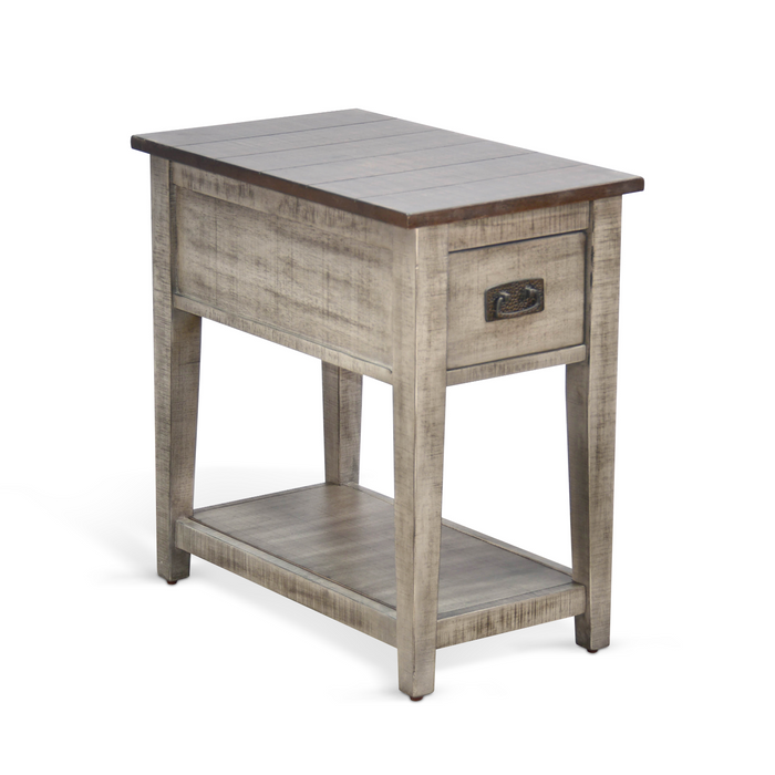 Sunny Designs Chair Side Table Tobacco Leaf and Alpine Grey