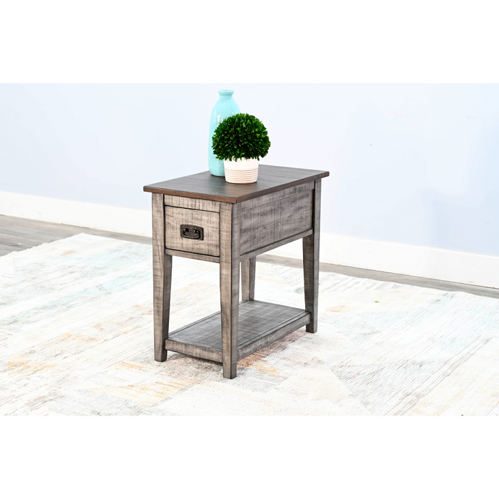 Sunny Designs Chair Side Table Tobacco Leaf and Alpine Grey