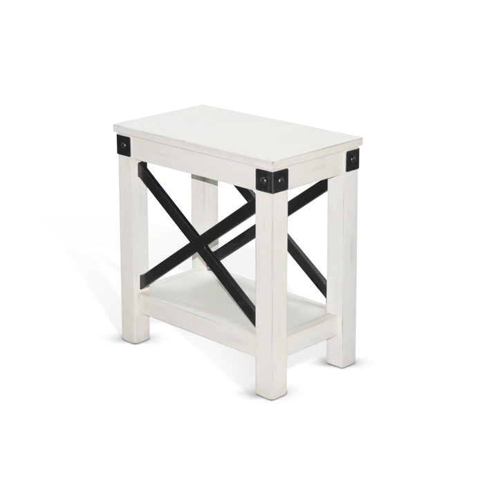 Sunny Designs Bayside White Wood Chair Side Table Marble White