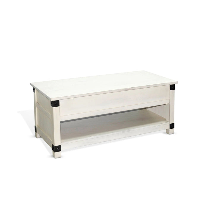Sunny Designs Bayside Wood Coffee Table with Lift Top Marble White