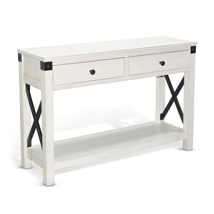 Sunny Designs Bayside Marble White Wood Sofa Table Marble White