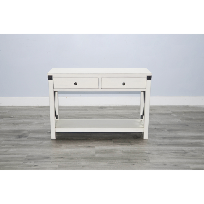 Sunny Designs Bayside Marble White Wood Sofa Table Marble White