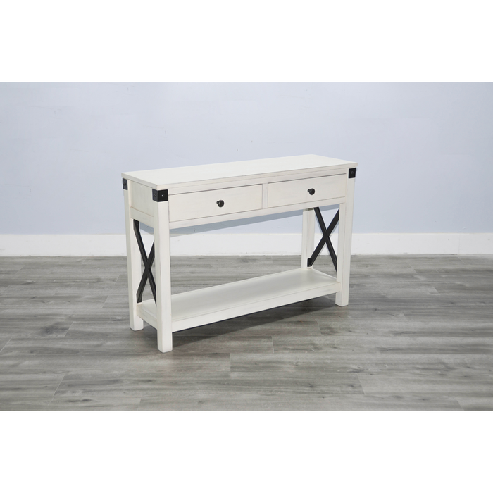 Sunny Designs Bayside Marble White Wood Sofa Table Marble White